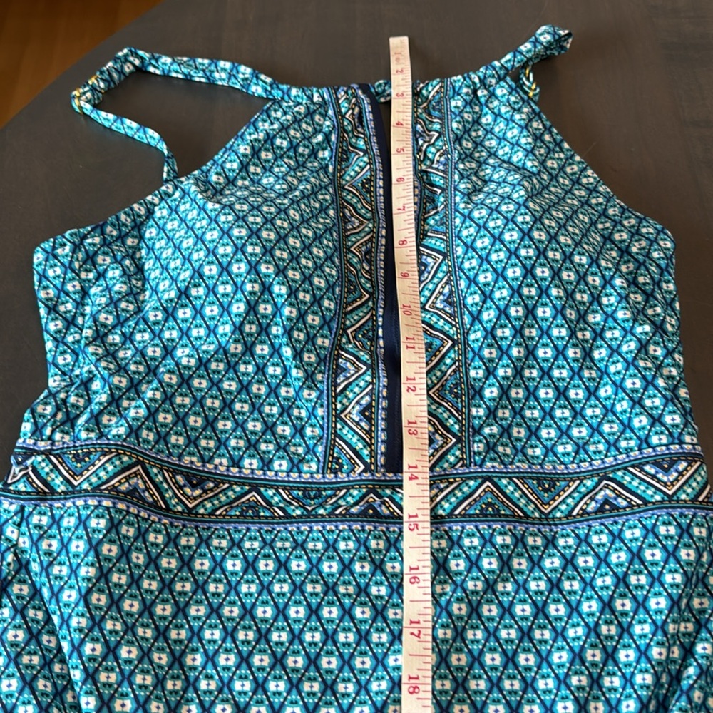 Jantzen Blue Print Keyhole High Neck One piece Swim Suit Modest Molded Cups 12 - Picture 10 of 14